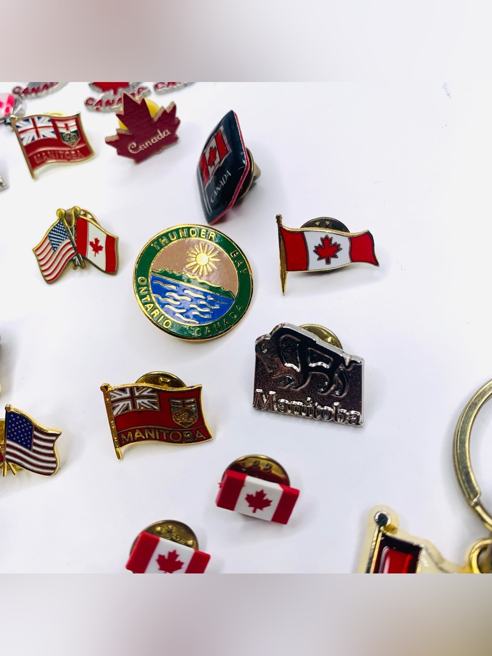 Canada Flag Pin & Keychain Lot - Red and White Maple Leaf - Picture 6 of 8